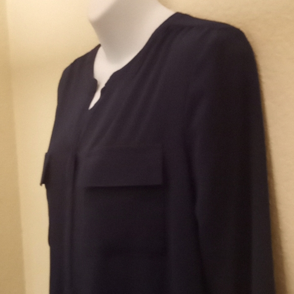 Cathy Navy Crepe Blouse - Picture 2 of 14